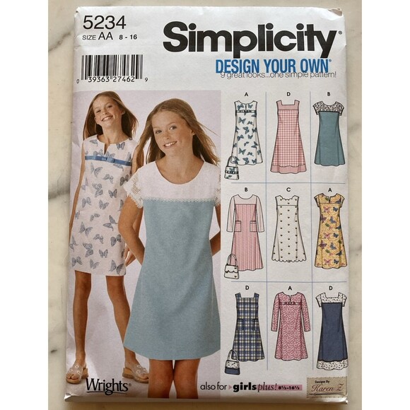 Simplicity Pattern 5234 Juniors Design Your Own Pullover Dress Sz 8-10-12-14-16 - Picture 1 of 5